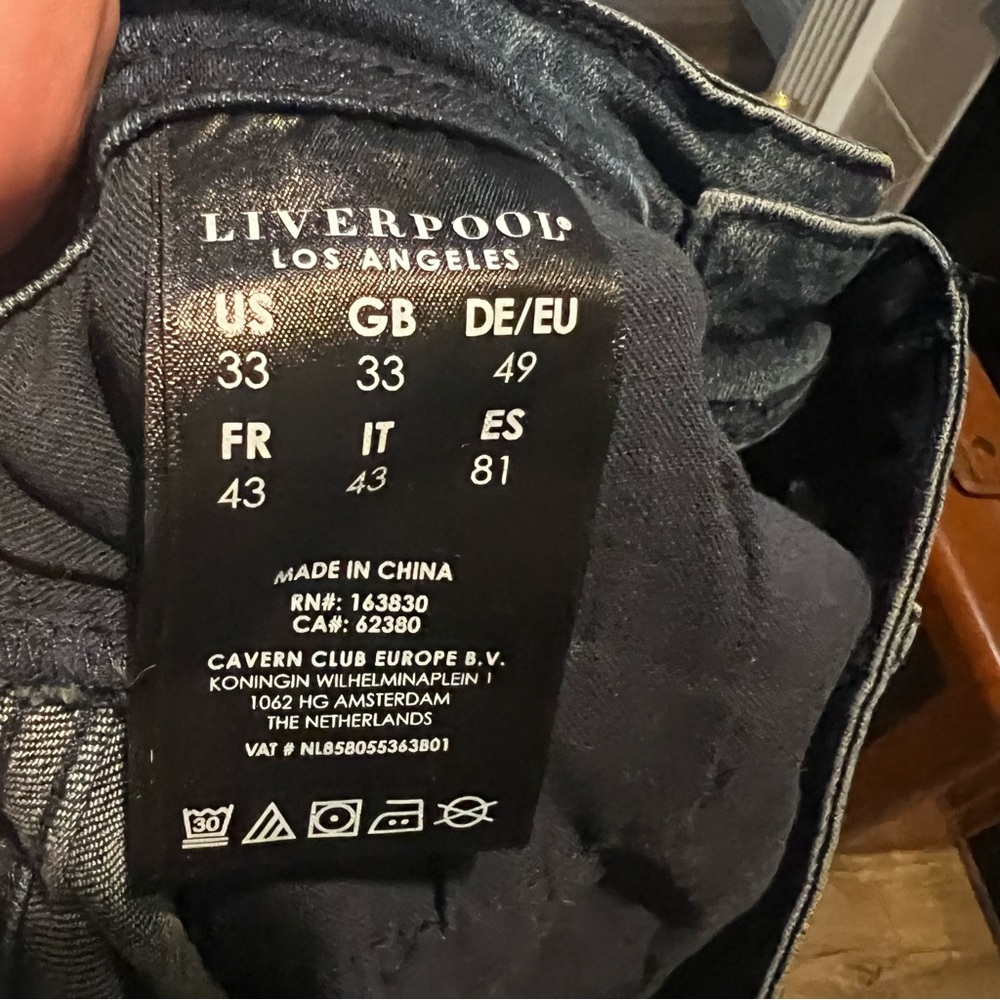 Liverpool Skinny Dark Wash Denim Jeans.  33X32.  Stretch. NWOT. - Picture 5 of 7